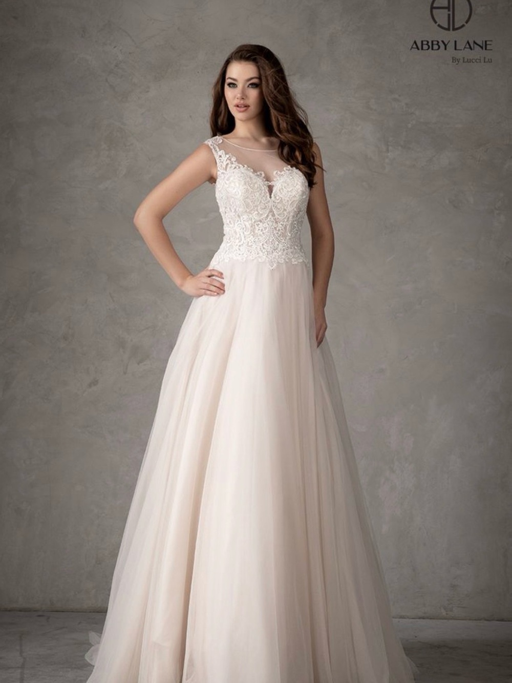 Blush Lace A-Line Wedding Dress
